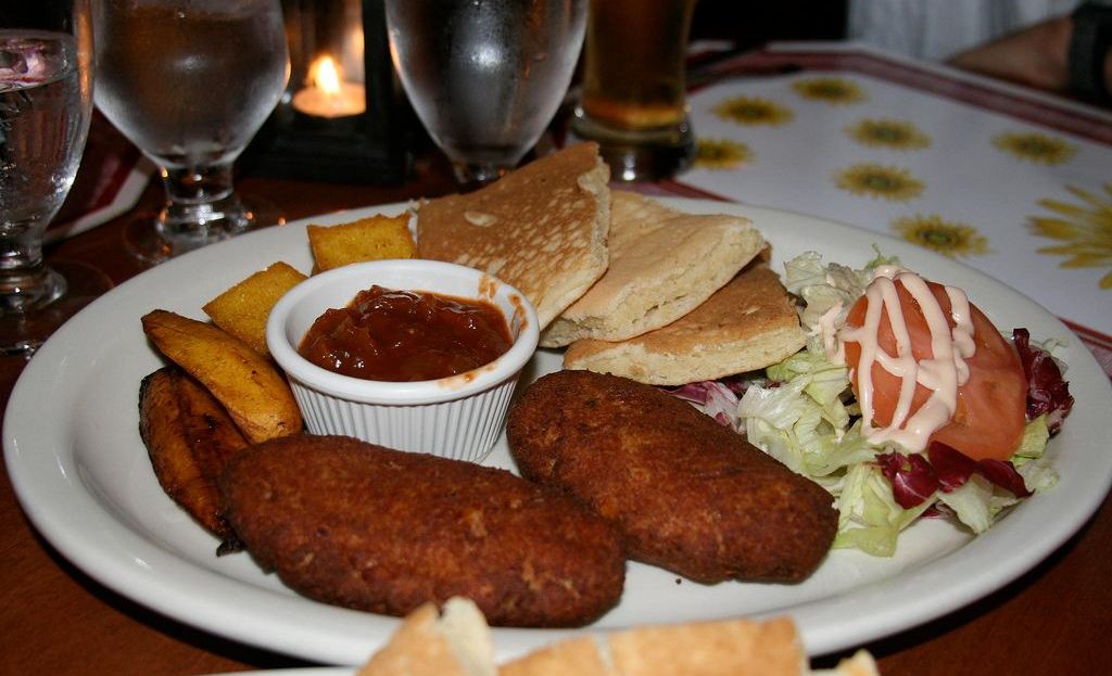 Delicious plate of food at Peanuts Restaurant in Aruba.