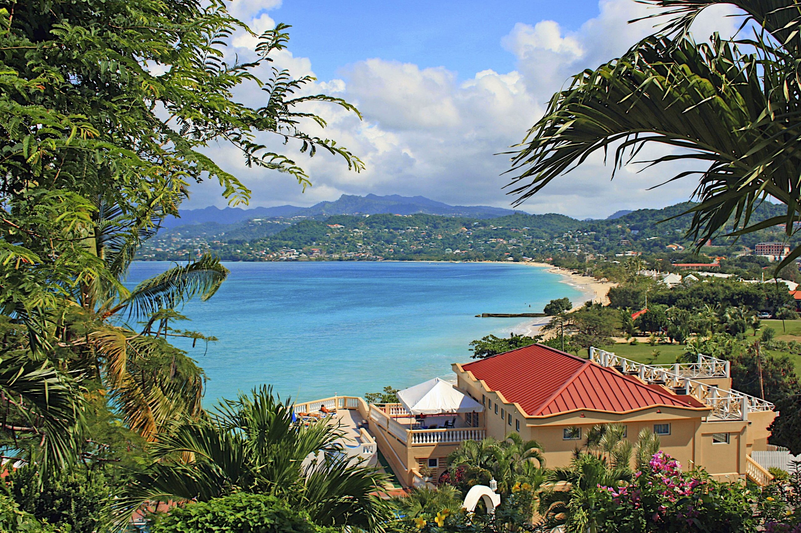 Panorama of beautiful Grand Anse beach in Grenada.