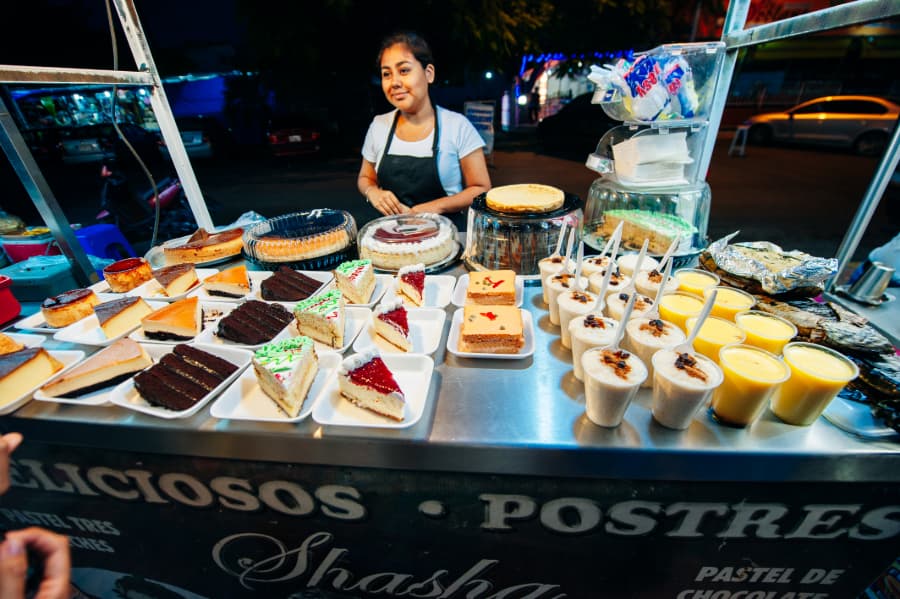 Parque de las Palapas outdoor street food vender.
