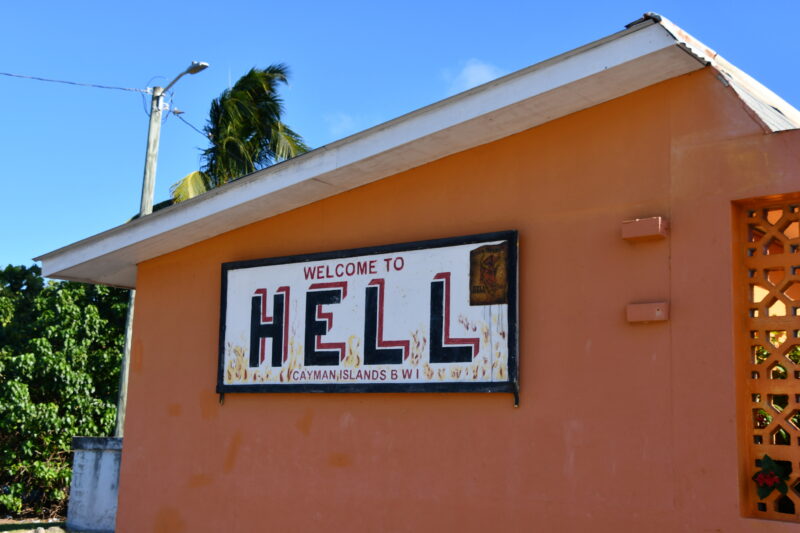 Limestone formations in the town of Hell on Grand Cayman in the Cayman Islands USA