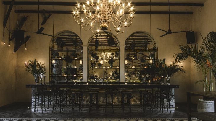 fancy-bar-mirrors-chandelier