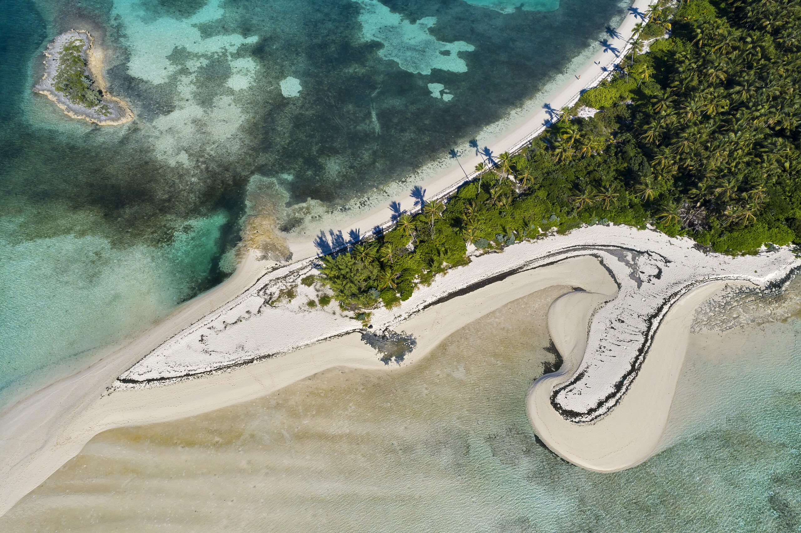 Aerial view of Tahiti Beach on Elbow Cay in Abaco, Bahamas.
