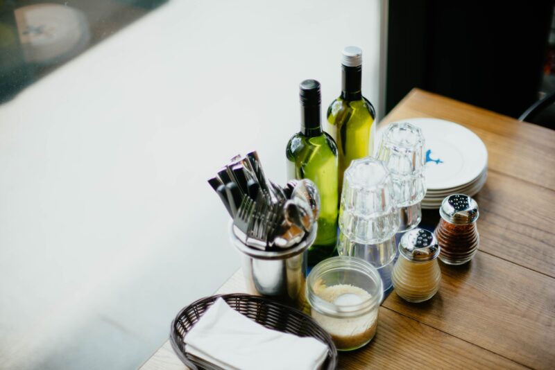table-glass-bottle-utensils