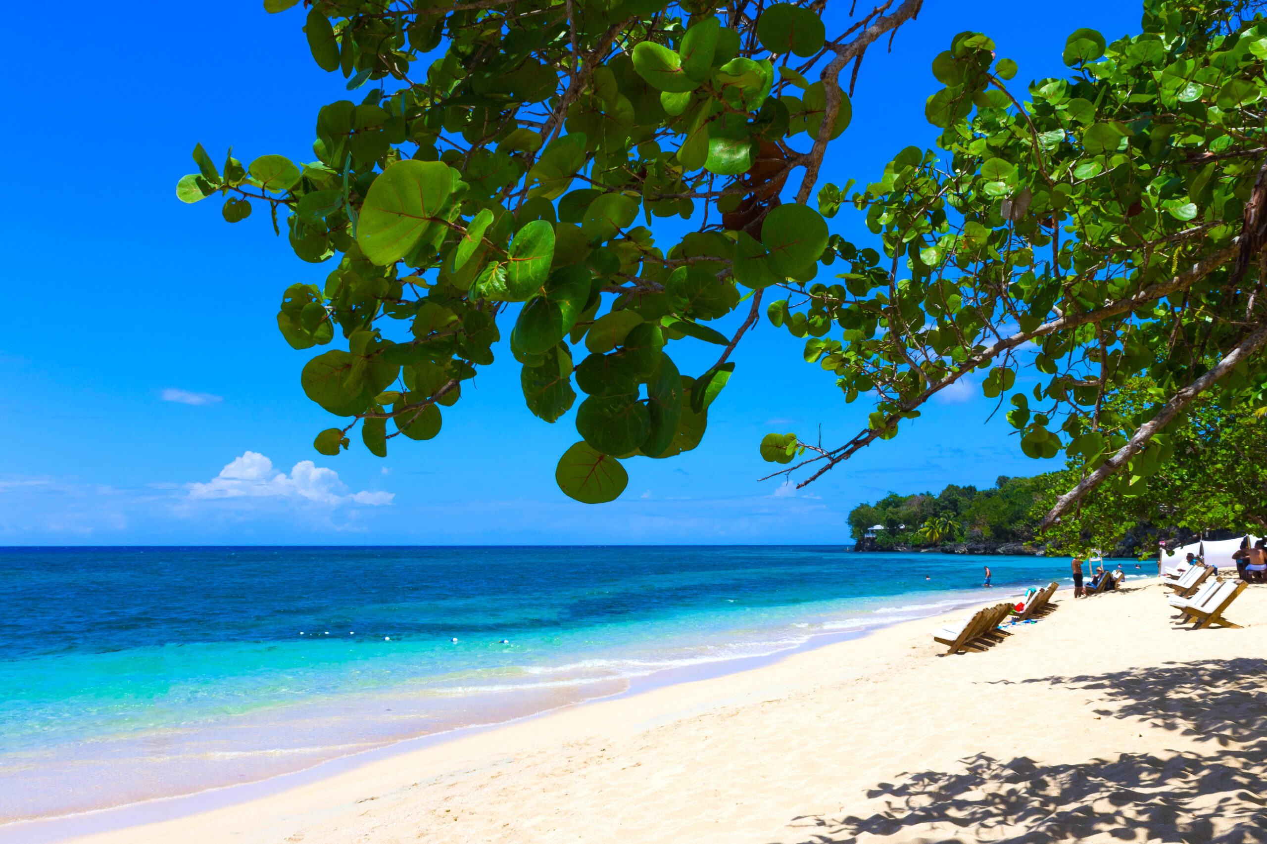 The sea and sand at Bamboo Beach in Jamaica.