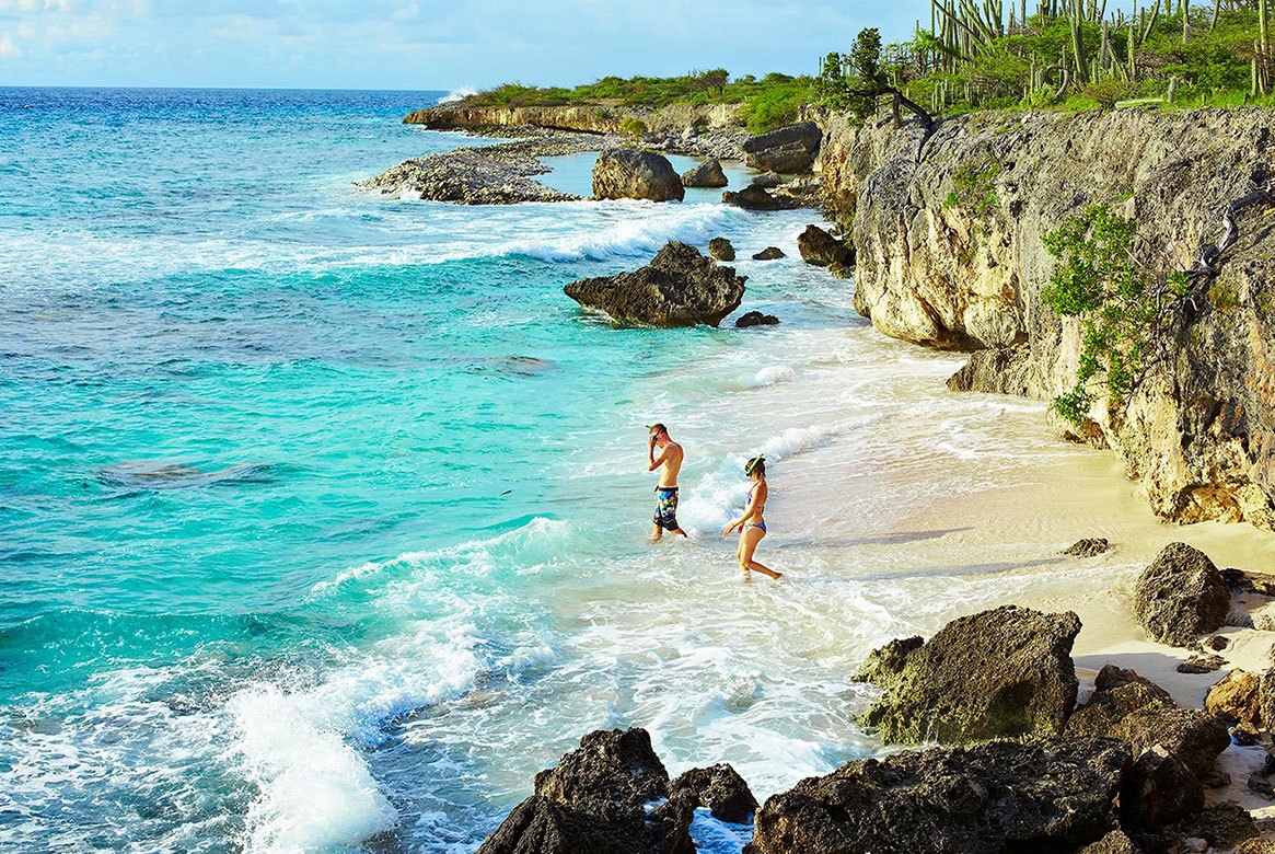 Perfect island. Canyon next to Beach. Beach vacation.