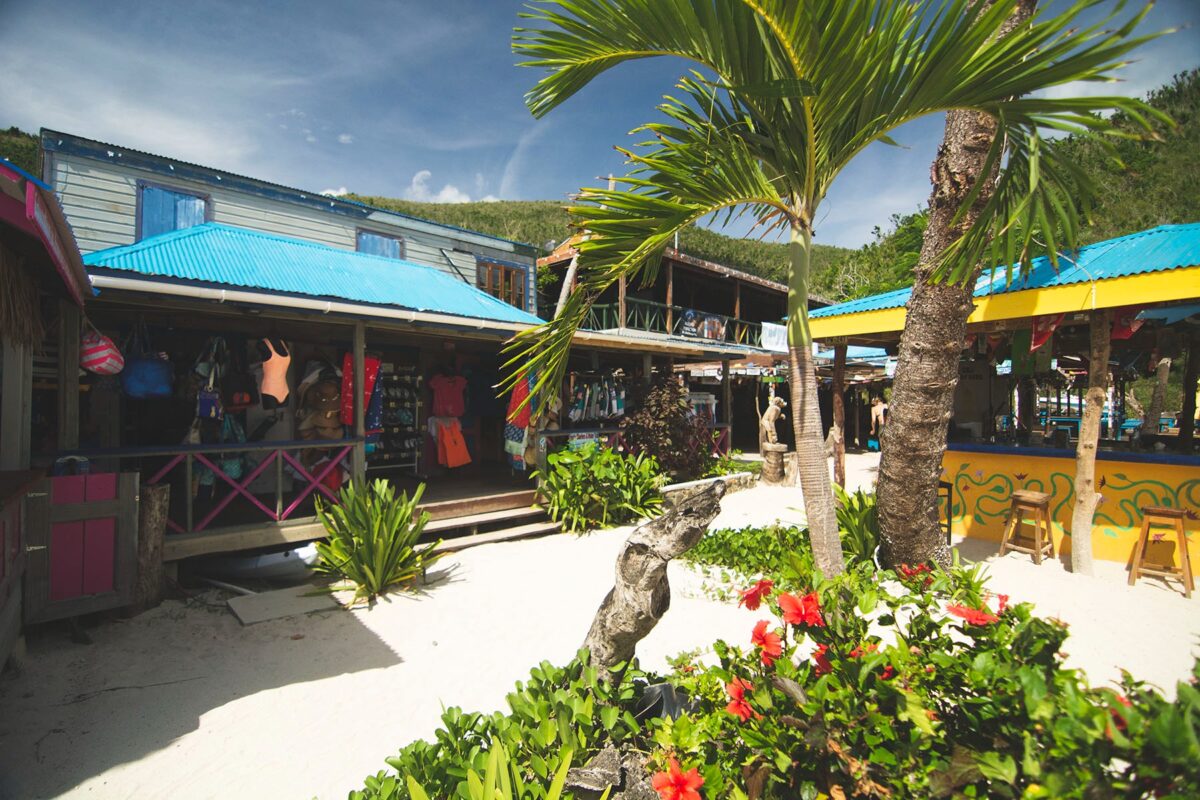outdoor area of Foxy’s Bar, British Virgin Islands
