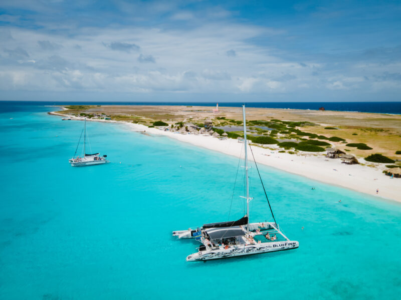 Small Curacao Island famous for daytrips and snorkling tours on the white beaches and blue clear ocean, Klein Curacao. Small Curacao March 2021, Island famous for day trips and snorkeling tours on the white beaches and blue clear ocean, Klein Curacao Island in the Caribbean sea.