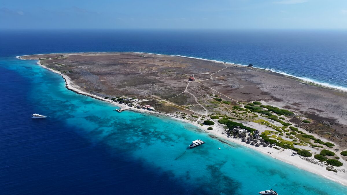 Klein Curacao At Willemstad In Netherlands Curacao. Beach Landscape. Caribbean Island. Willemstad At Netherlands Curacao. Seascape Outdoor. Nature Tourism.