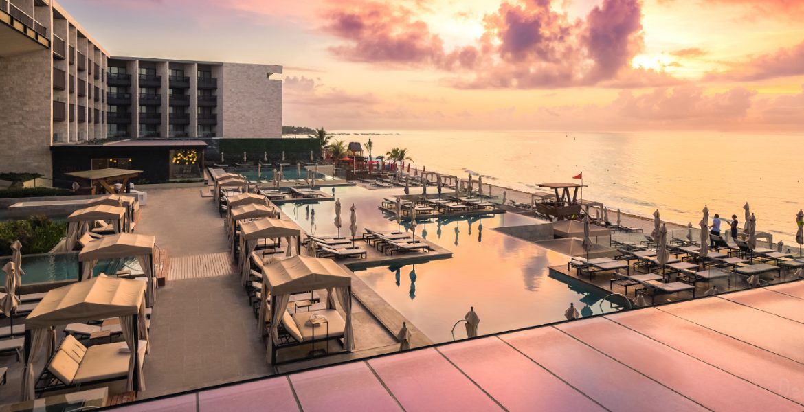 aerial-view-beach-resort-sunset