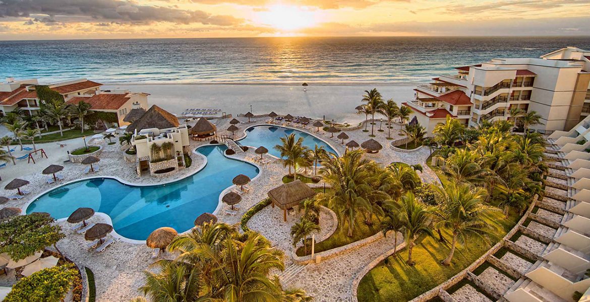 aerial-view-beach-hotel-sunset