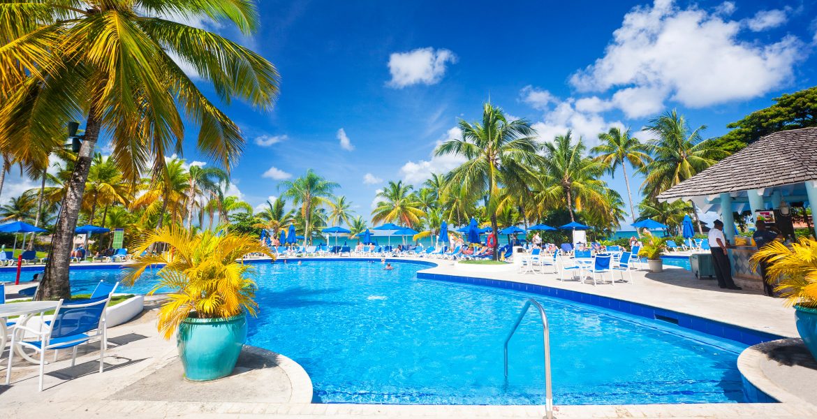 blue-swimming-pool-green-palm-trees