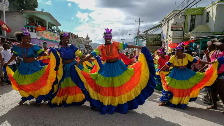 Carnival participants dancing, Jacmel