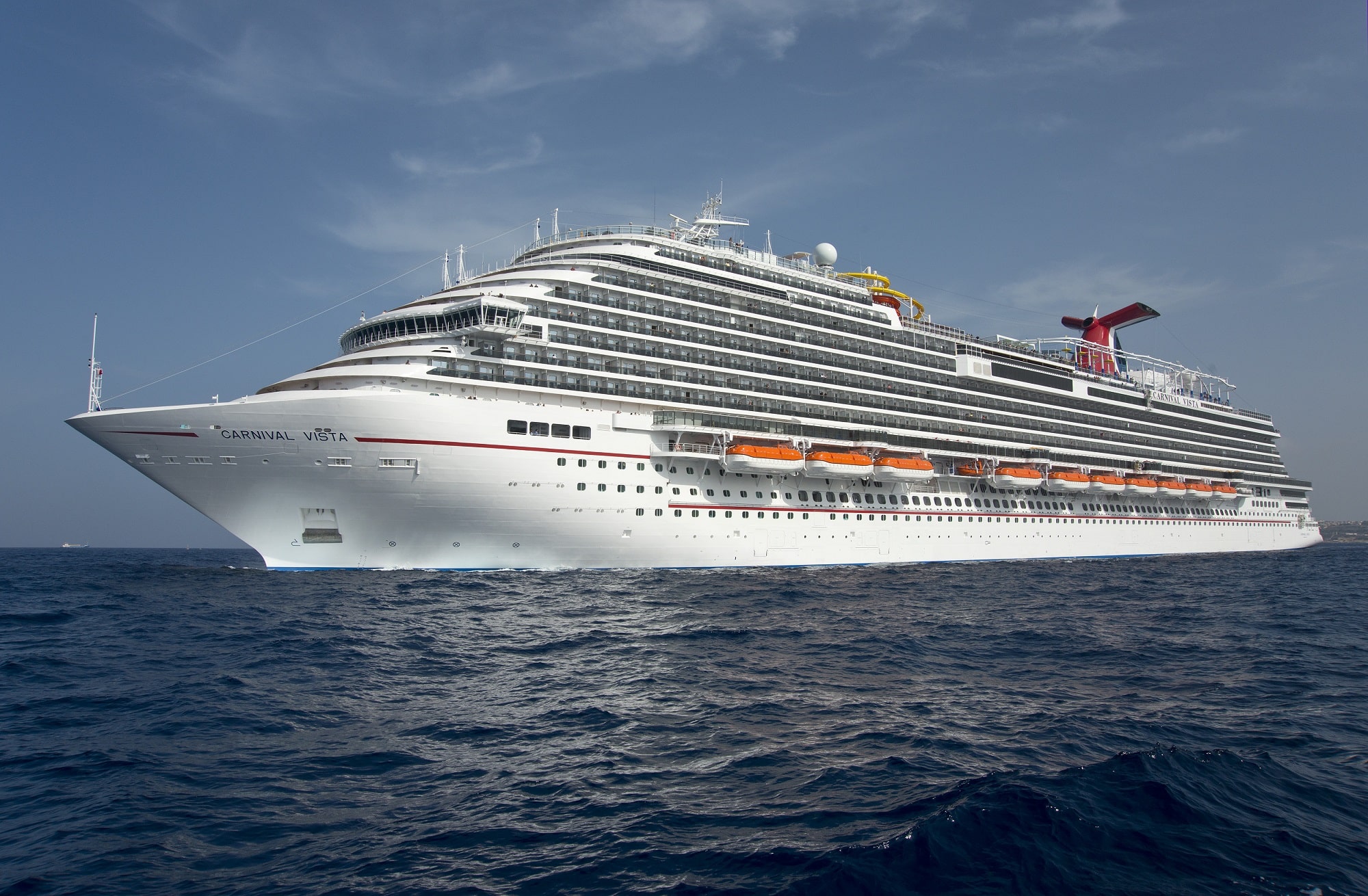 The Carnival Vista cruises at sea. The largest and most innovative cruise vessel in Carnival Cruise Line's fleet,