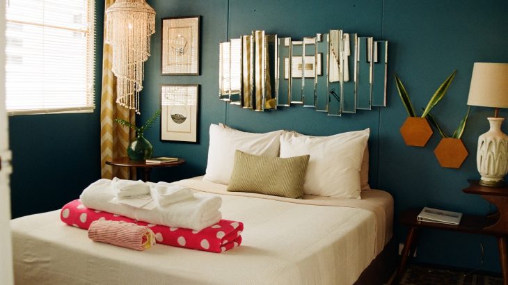 Bohemian style room with comfy bed in the Dreamcatcher hotel