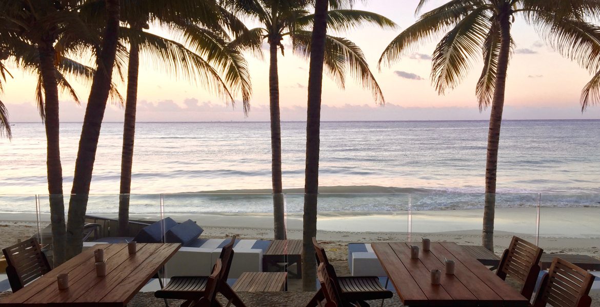 beachfront-dining-sunset-palm-trees