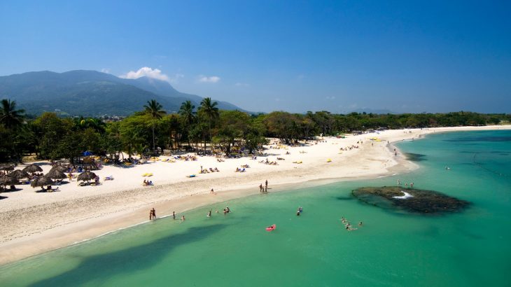 aerial-view-beach-turquoise-water-white-sand