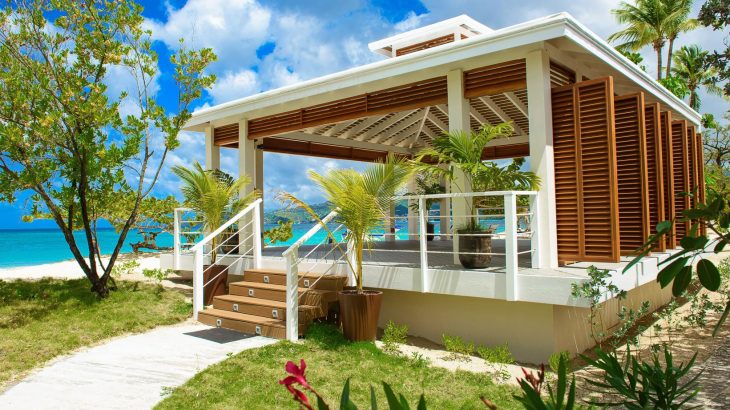 Open air yoga studio overlooking ocean