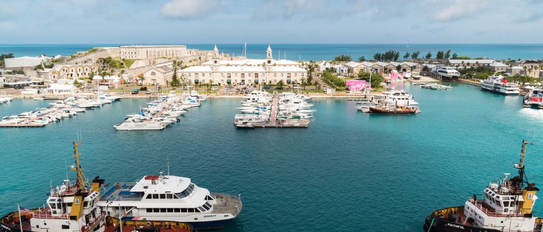 King's Wharf dock terminal from an aeriel view. Bermuda.