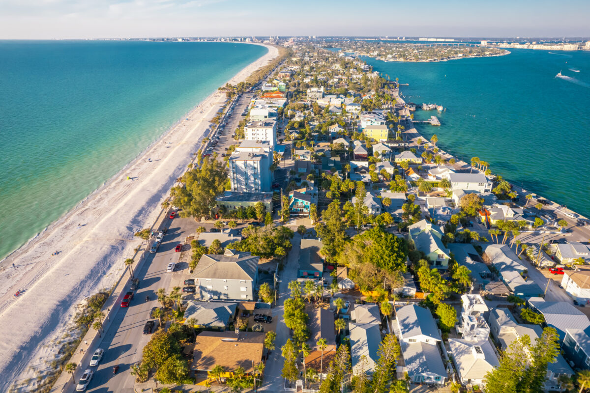 Pass-a-Grille Beach park in US St. Petersburg FL.