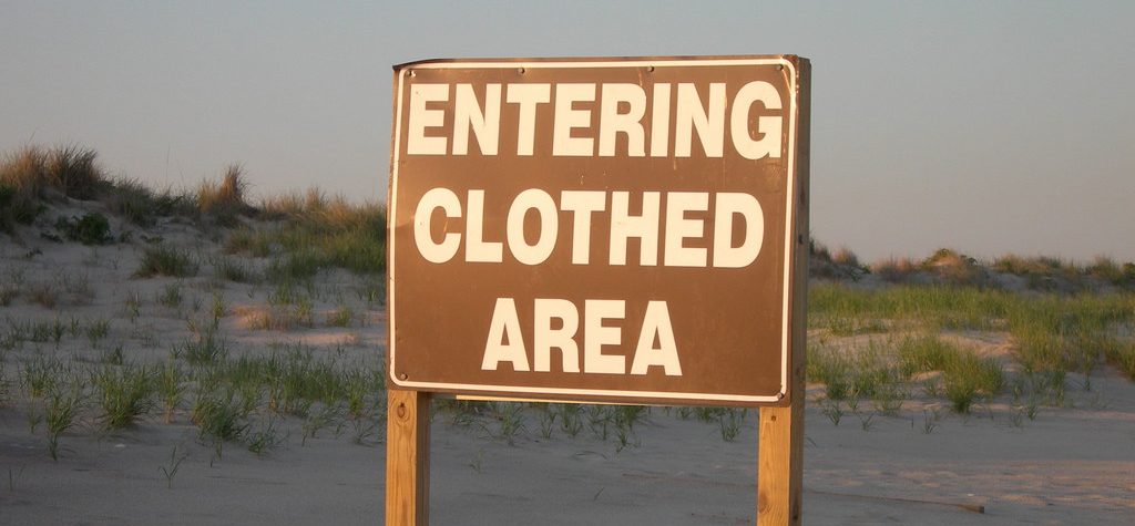 Nude beach entering into a clothed area