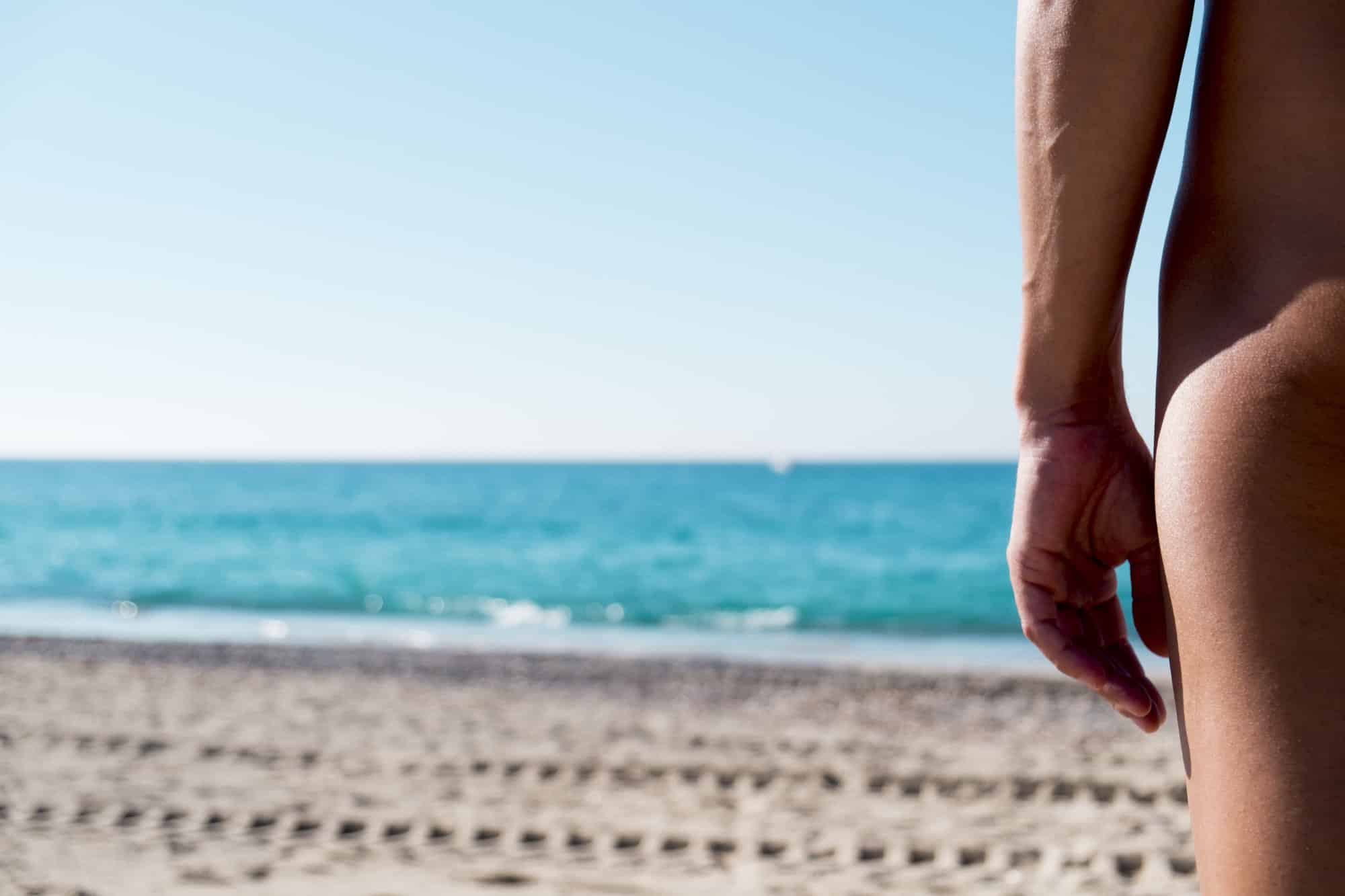 walking naked at the beach