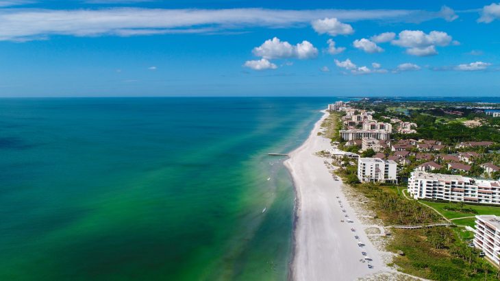 aerial view longboat key beaches near sarasota fl