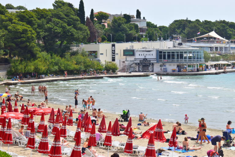 Beach umbrellas on Bacvice beach