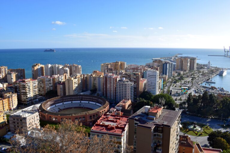 aerial of buildings in Málaga, Spain
