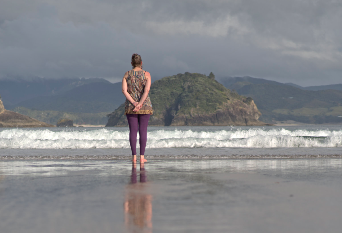 Nature Bathing by the pristine Pacific Ocean shores of Aotea, Great Barrier Island, New Zealand