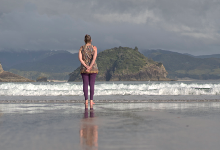 Nature Bathing by the pristine Pacific Ocean shores of Aotea, Great Barrier Island, New Zealand