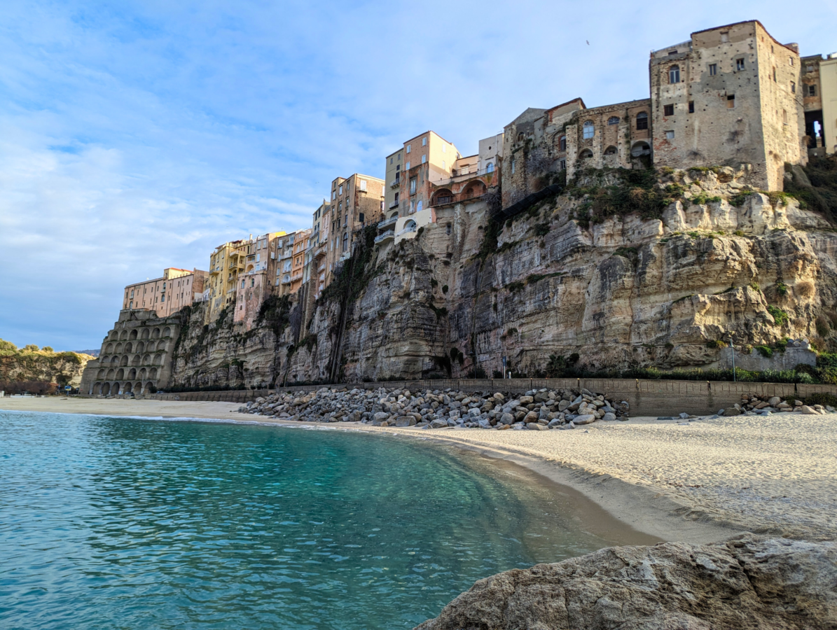 Houses cliffside Tropea Beach