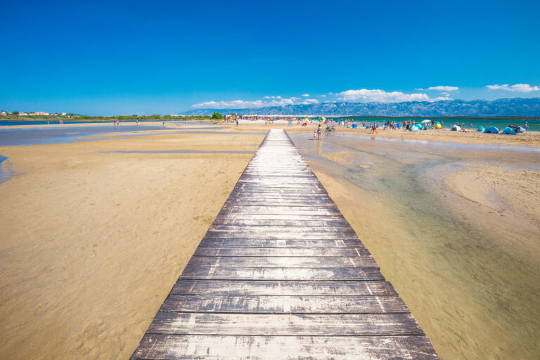 The Queen`s Beach with peloid medicinal mud in Nin town, the Zadar County of Croatia, Europe