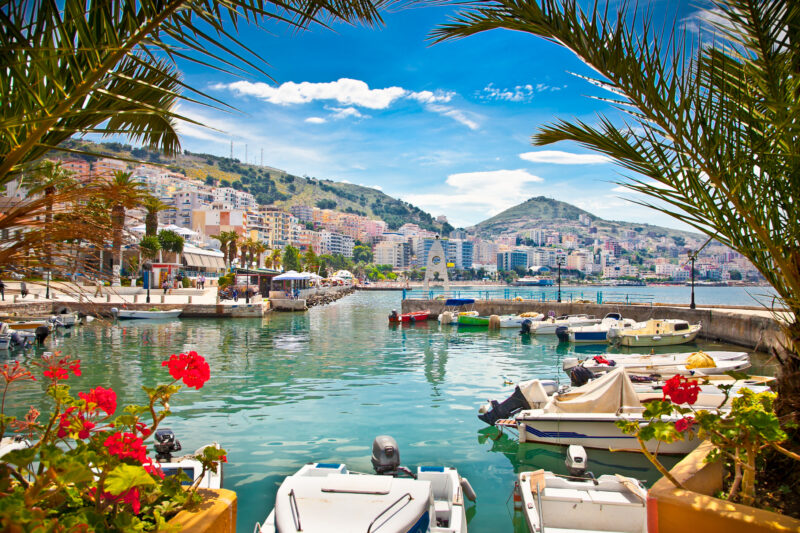 Sarande's city port at ionian sea. Albania.
