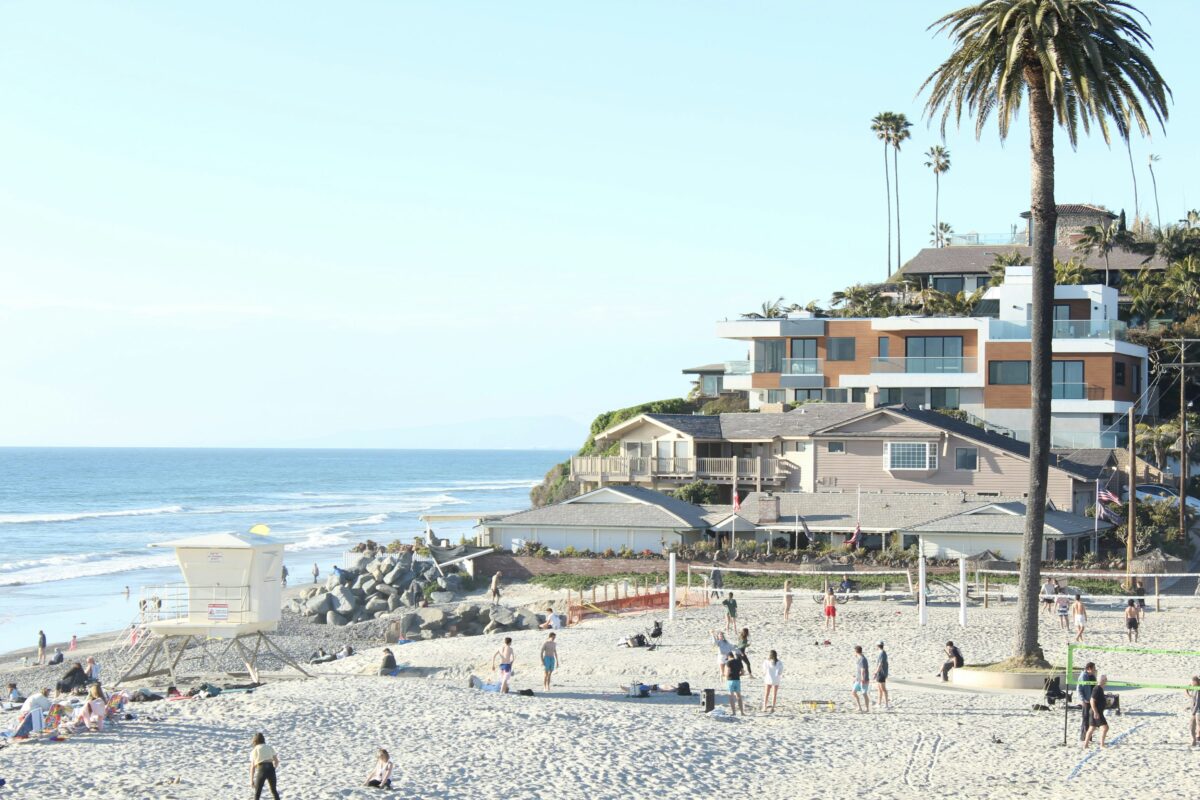 sunny day at Moonlight Beach, San Diego