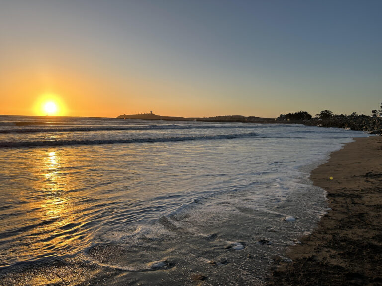 Half Moon Bay beach at sunset
