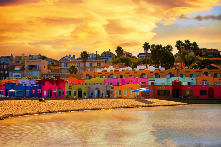 Capitola beach panorama view, magical sunset, Santa Cruz, California.