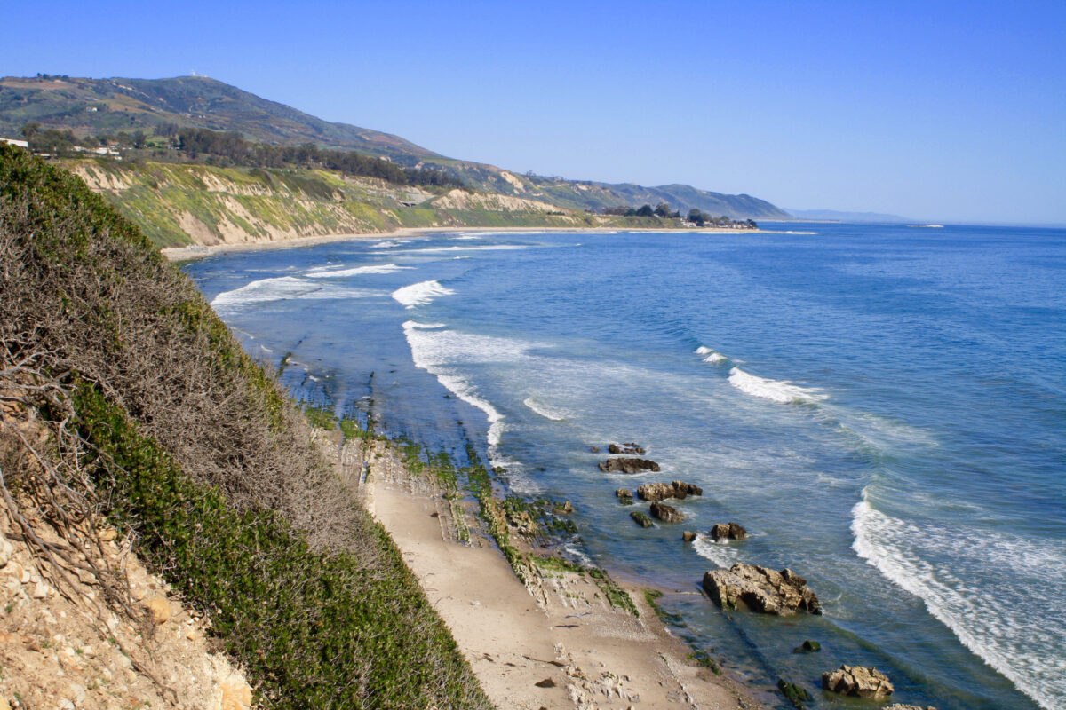 Carpinteria Bluffs Nature Preserve Coastline Pacific Ocean California.