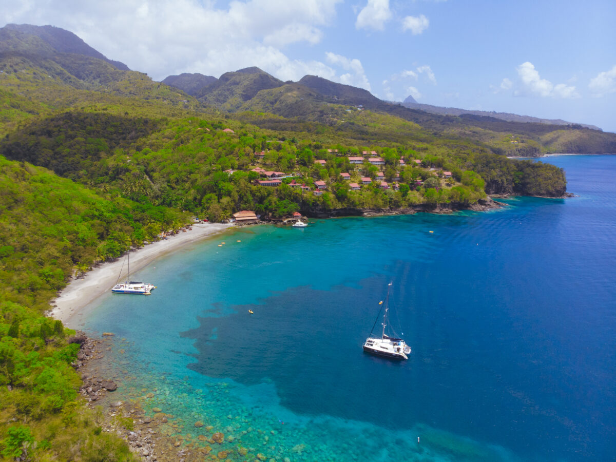 aerial of Anse Cochon beach in Saint Lucia