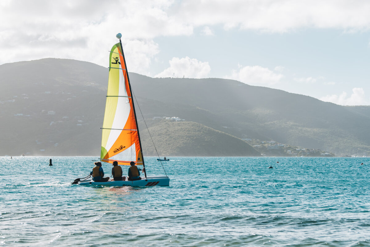 Boaters off the coast of Bitter End Year Club in Virgin Gorda.