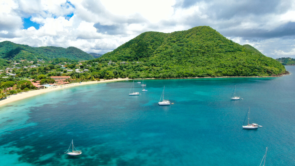aerial of Reduit Beach in Saint Lucia