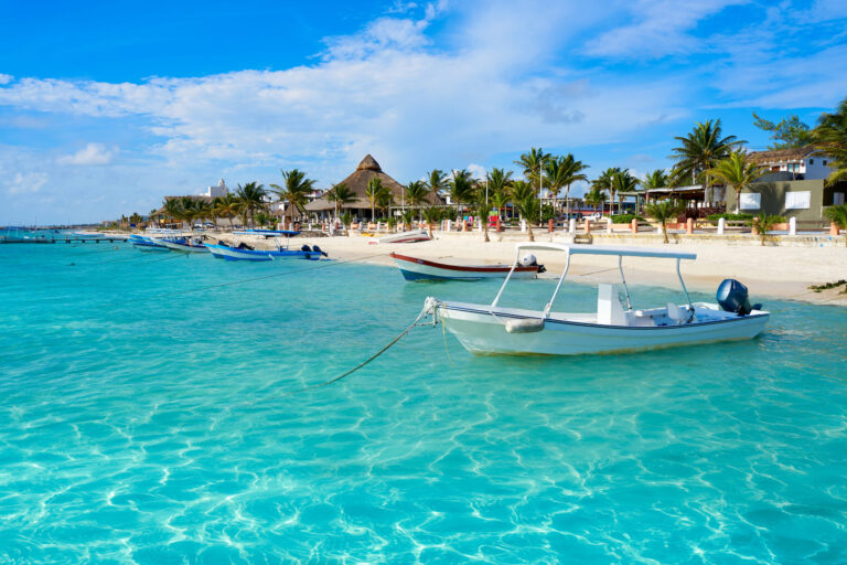 Puerto Morelos beach in Riviera Maya at Mayan Mexico.