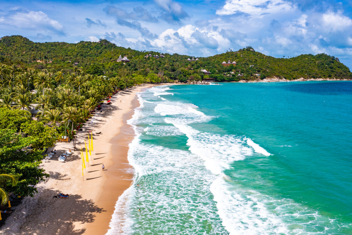 Aerial view of Thong Nai Pan Beach in Koh Phangan, Thailand, south east asi