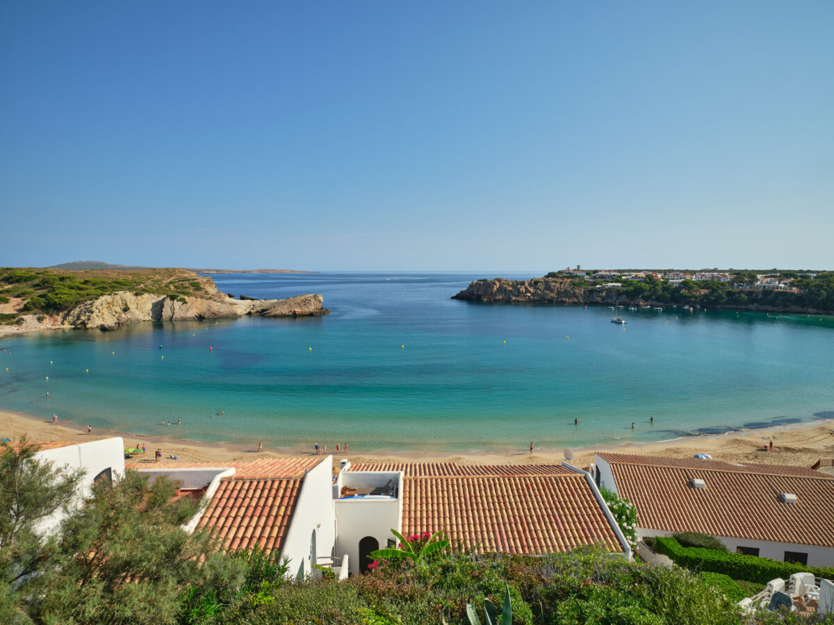 Beautiful Arenal d`en Castell beach in summer, Menorca island, Spain.