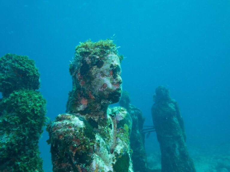 Diving at the underwater museum cancun.