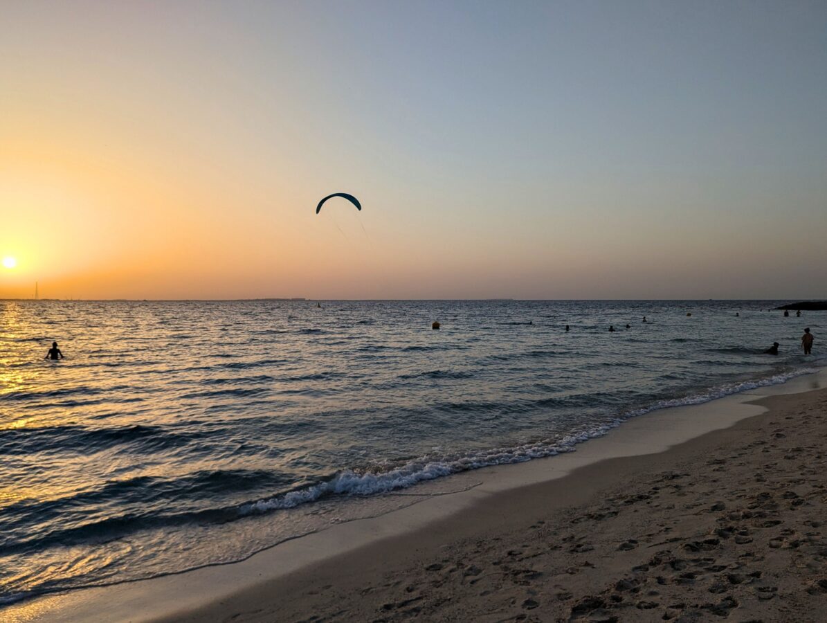 Sunset at Kite beach in Dubai.