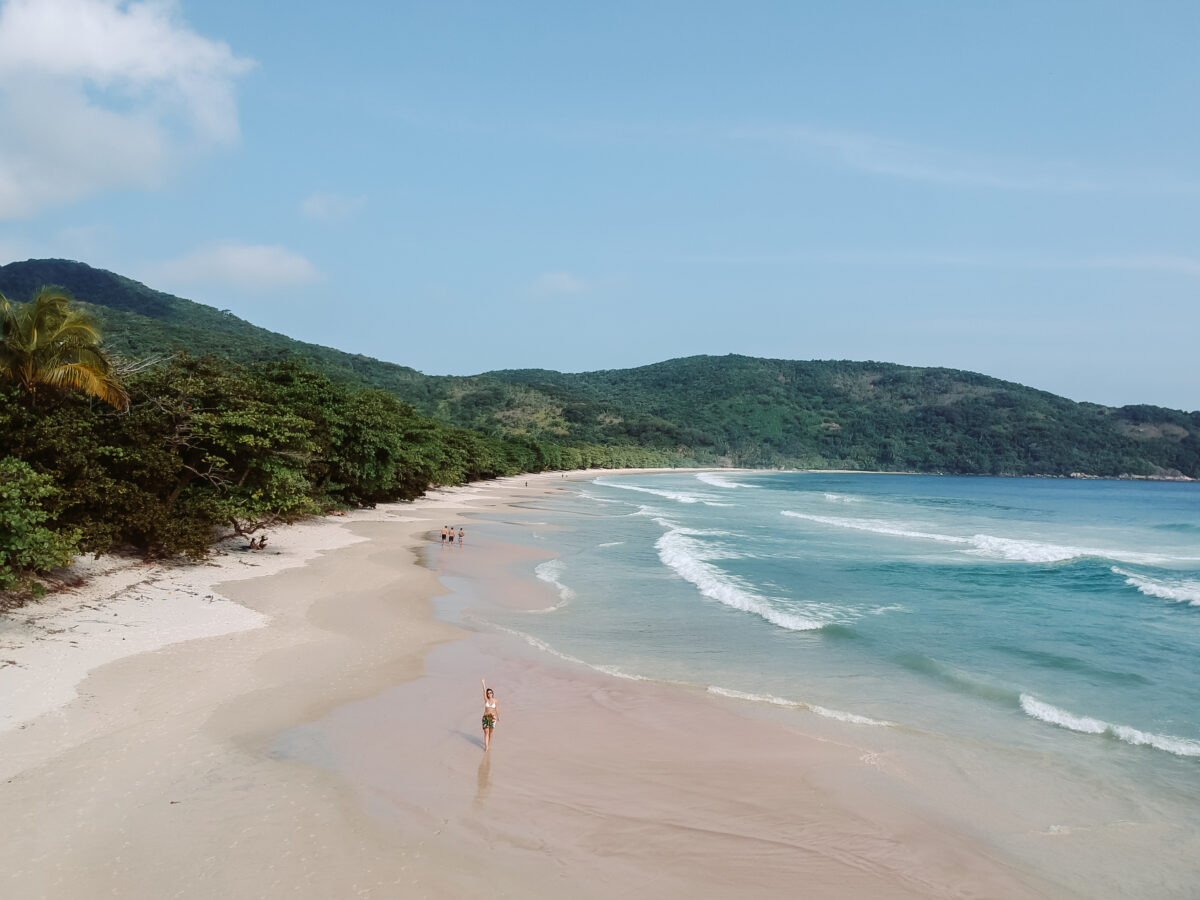aerial of beach at Lopes Mendes, Brazil