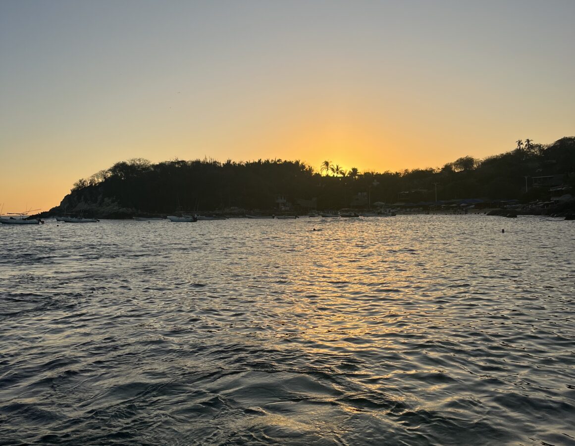 Playa Manzanillo in Oaxaca at sunset.