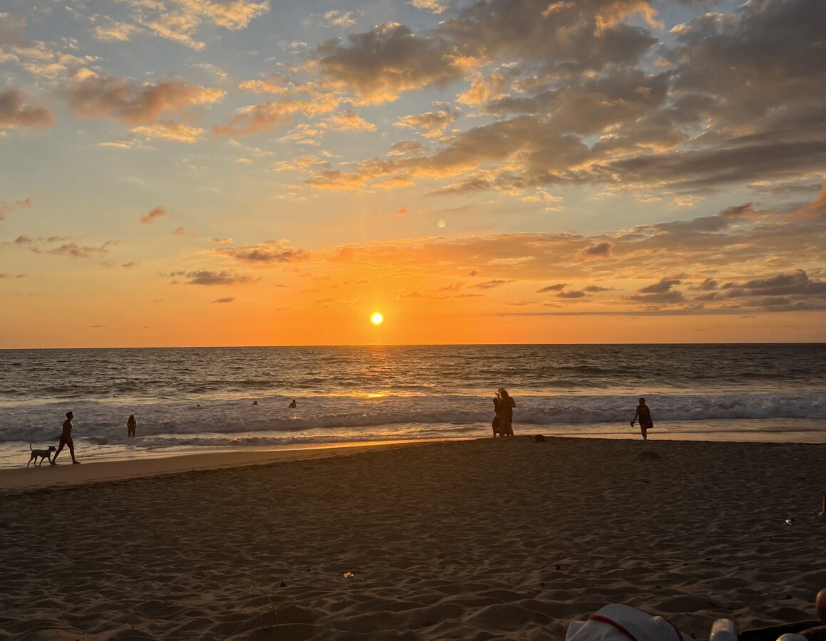 Playa Zicatela in Oaxaca at sunset.