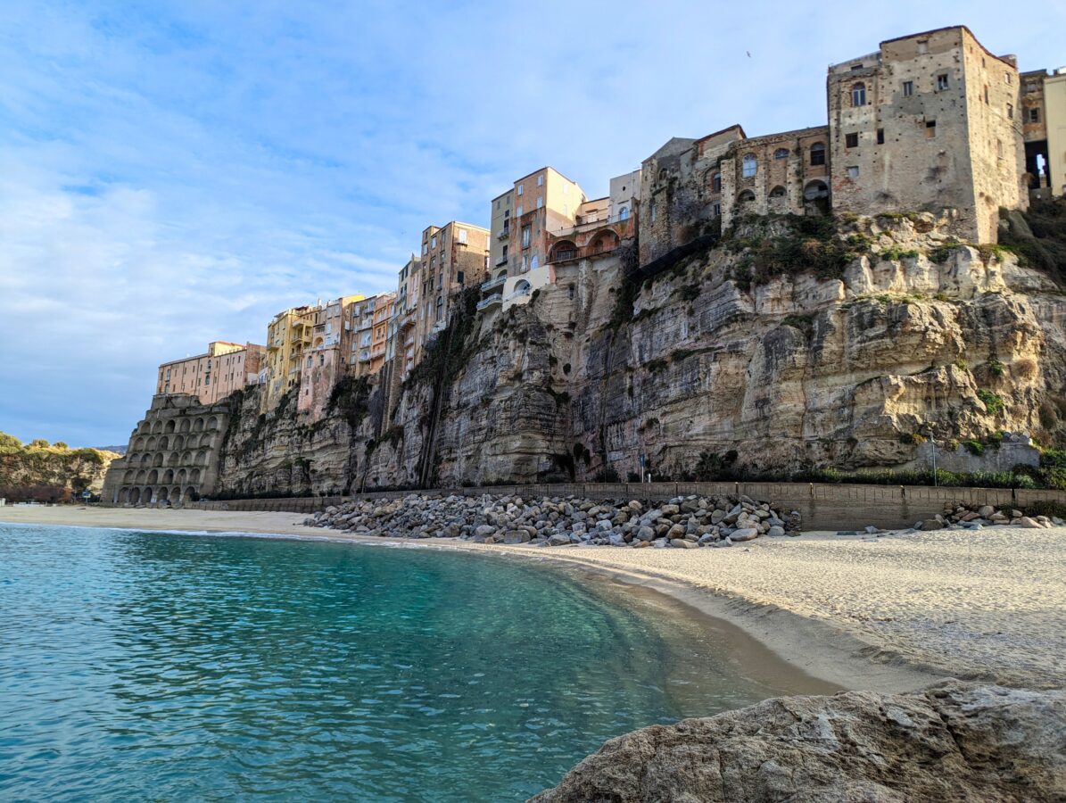 clear water and rocky backdrop at Rotonda Beach, Italy