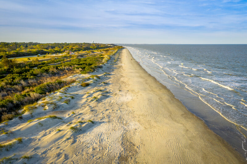 Aerial view photo of Jekyll Island Beach in Georgia Golden Isles
